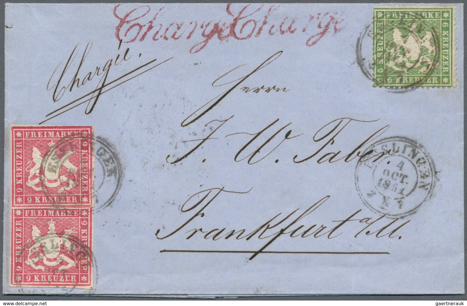 Württemberg - Marken Und Briefe: 1859/60 Zwei Briefe: Ausgaben-Mischfrankatur-UNIKAT 2x9 Kr. Geschni - Other & Unclassified