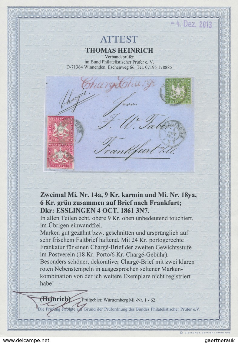 Württemberg - Marken Und Briefe: 1859/60 Zwei Briefe: Ausgaben-Mischfrankatur-UNIKAT 2x9 Kr. Geschni - Otros & Sin Clasificación