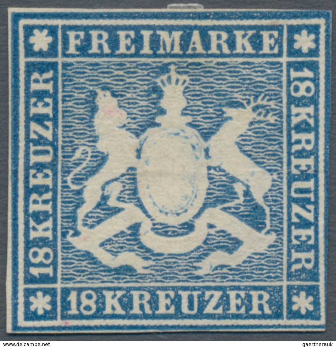 Württemberg - Marken Und Briefe: 1859, Wappen 18 Kreuzer Blau Ohne Seidenfaden Amtlicher Neudruck Vo - Altri & Non Classificati