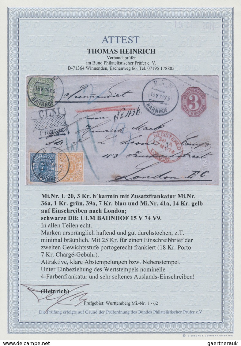 Württemberg - Marken Und Briefe: 1872/4 Zwei Ganzsachen-Umschläge 3 Kreuzer Mit Je Dreifarben-Zusatz - Altri & Non Classificati