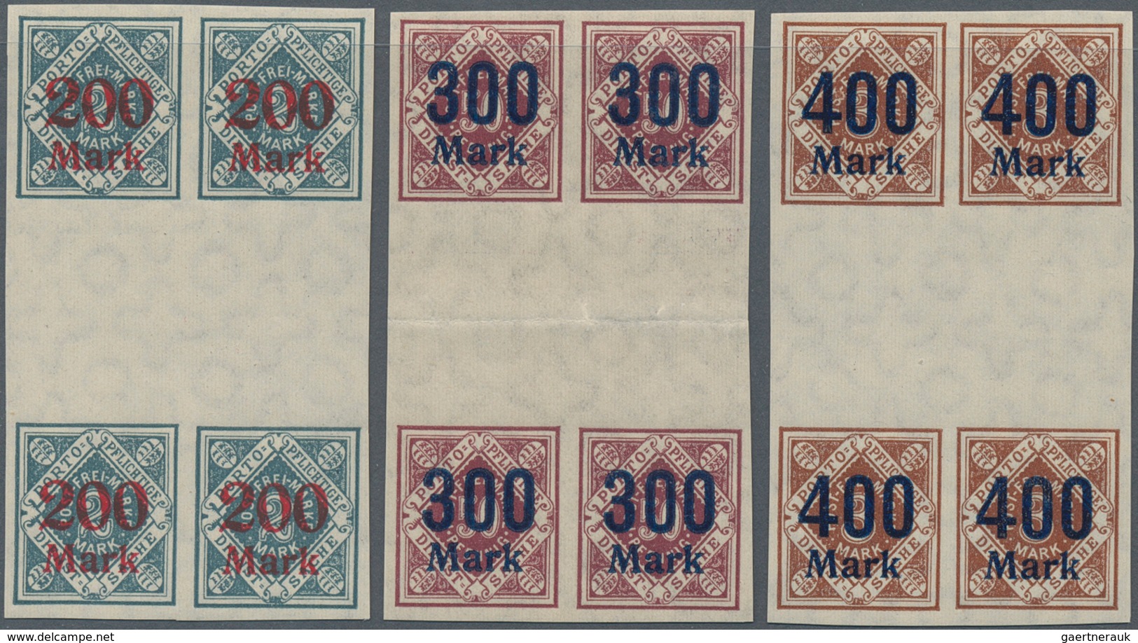 Württemberg - Marken Und Briefe: 1922/23, Dienst-Aufdruckmarken 5 Mark Bis 400 Mark, 2x Senkrechte U - Altri & Non Classificati