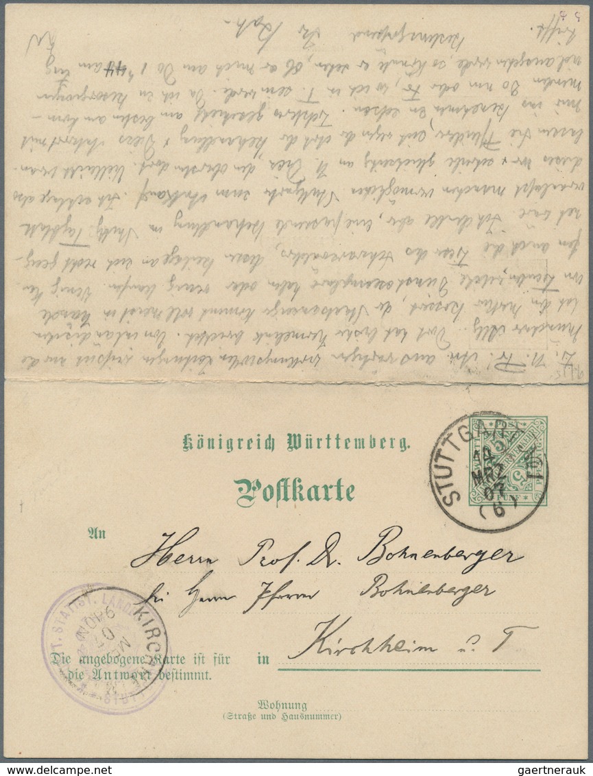 Württemberg - Ganzsachen: 1907. Dienst-Doppelkarte 5+5 Pf Grün "Statistisches Landesamt", Mit Dienst - Altri & Non Classificati