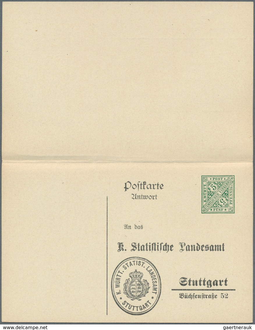 Württemberg - Ganzsachen: 1912. Dienst-Doppelkarte 5+5 Pf Grün "Statistisches Landesamt", Ungebrauch - Altri & Non Classificati