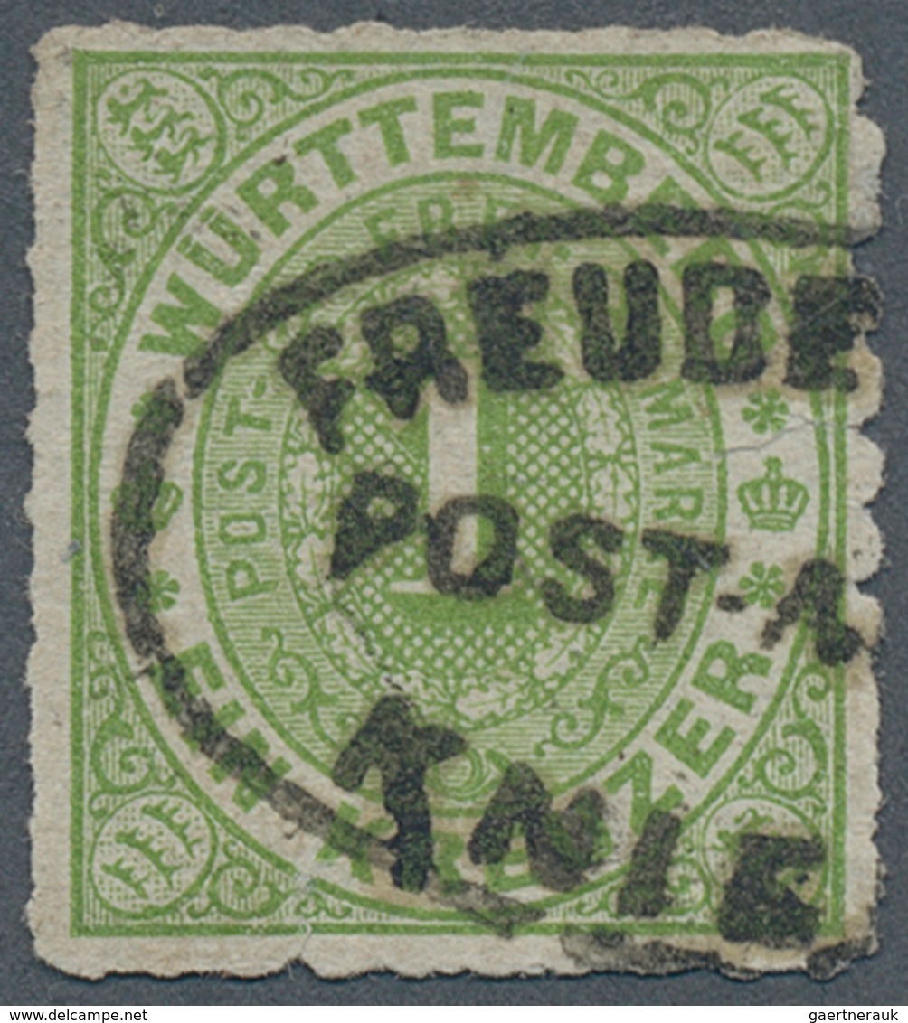 Württemberg - Postablagen: KNIEBIS-FREUDENSTADT Seltener Postablage Teil-Stempel Auf 1 Kr. Grün (unt - Altri & Non Classificati