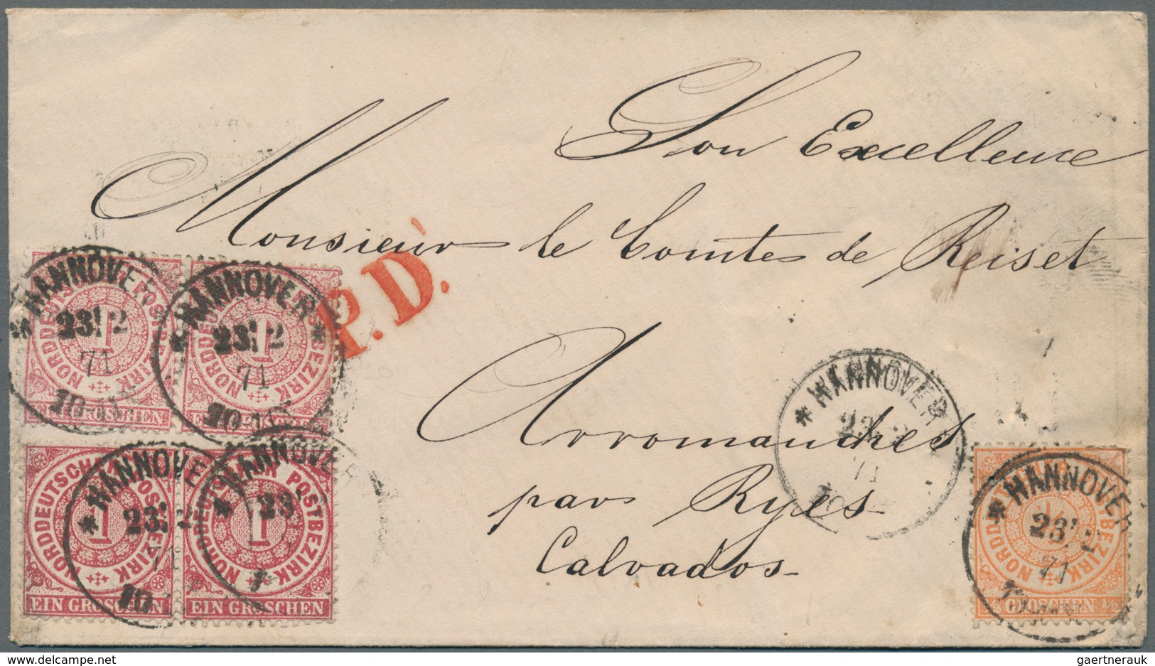 Norddeutscher Bund - Marken Und Briefe: 1869, ½ Gr. Orange (Nadelloch) Und Je Zwei Paare 1 Gr. Gezäh - Altri & Non Classificati