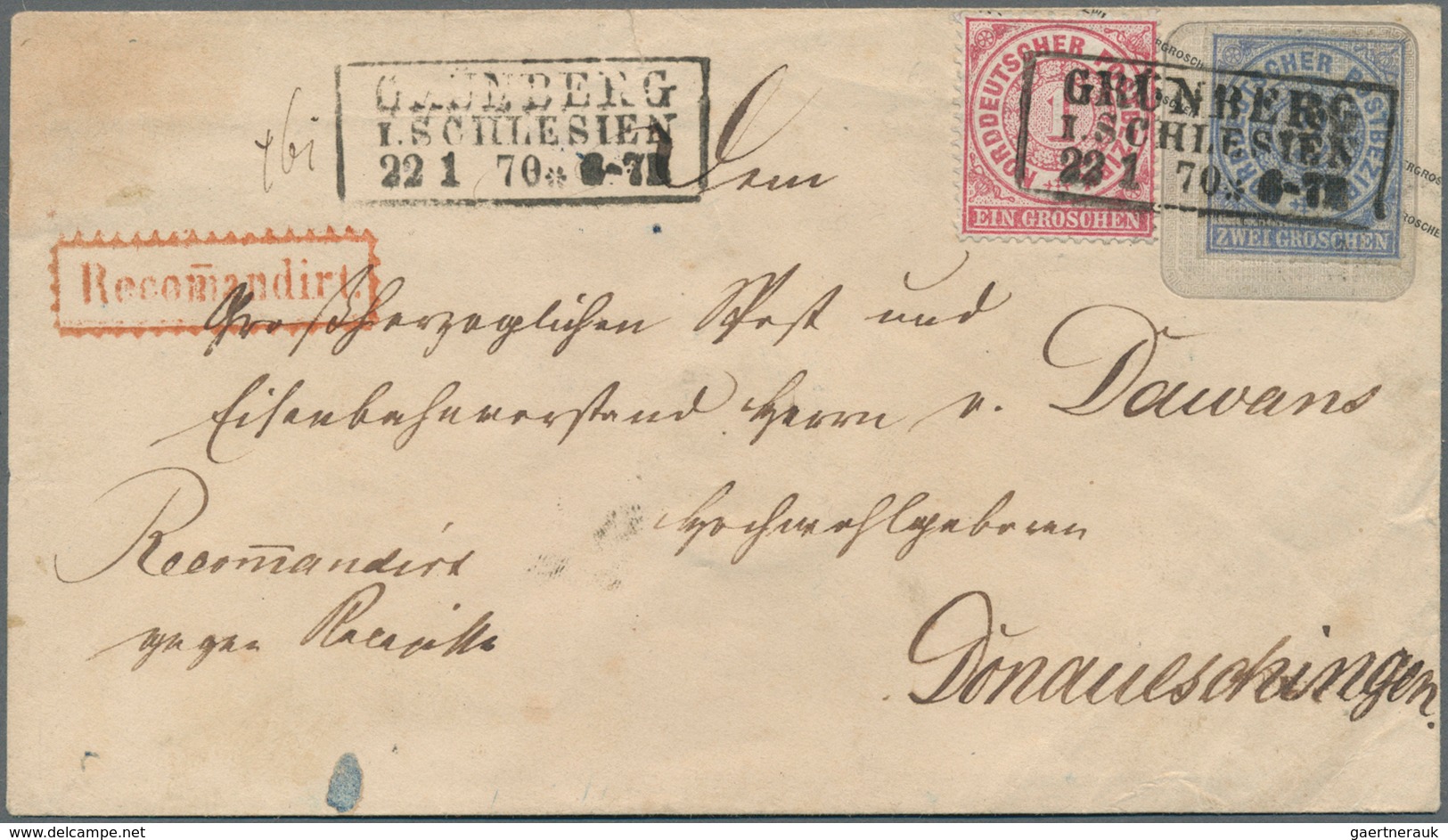 Norddeutscher Bund - Marken Und Briefe: 1869, 1 Gr. Gezähnt Als Zufrankatur Auf 2 Sgr. Aufbrauch-Gan - Altri & Non Classificati