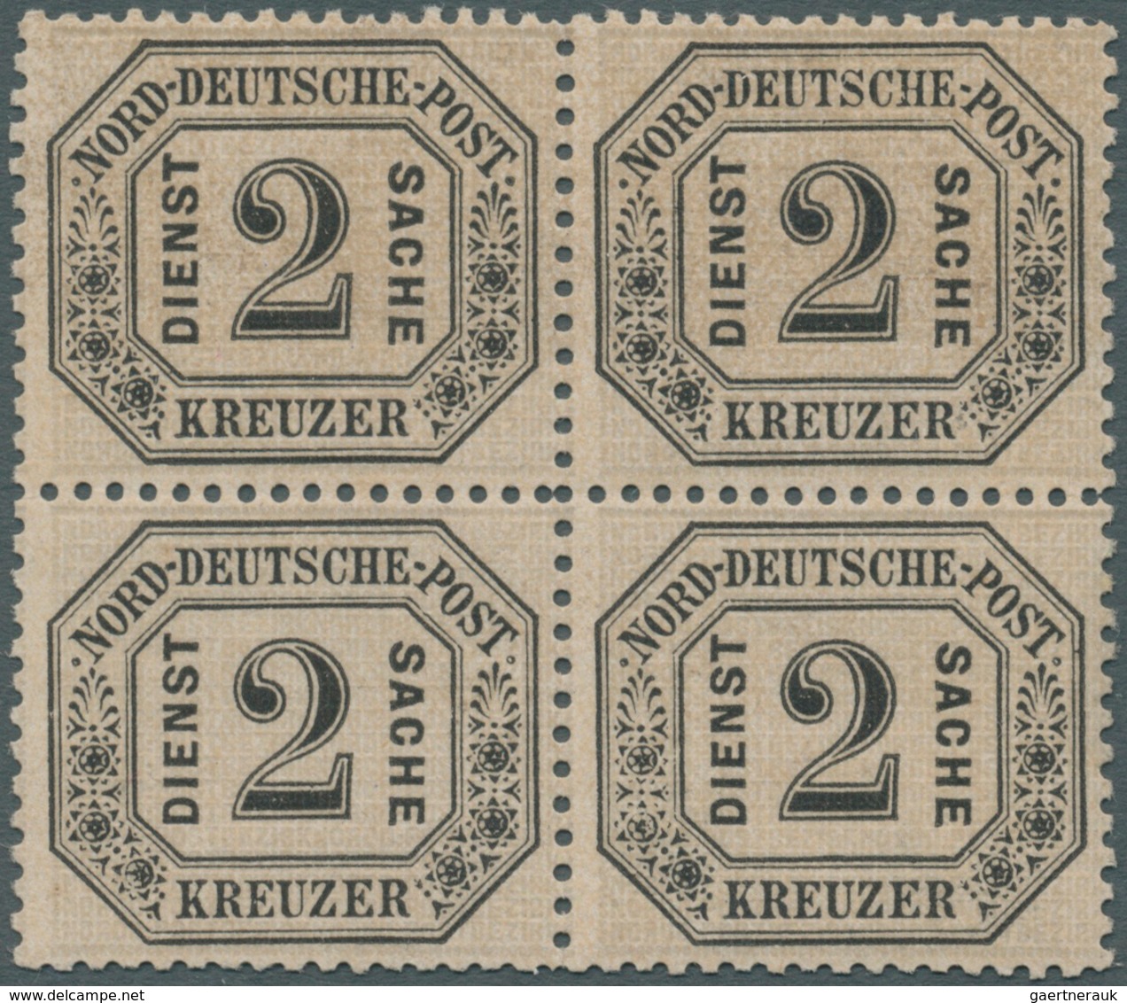 Norddeutscher Bund - Dienstmarken: 1870, Dienst 2 Kr. In Postfrischer Viererblock, 2 Marken Mit Hers - Altri & Non Classificati