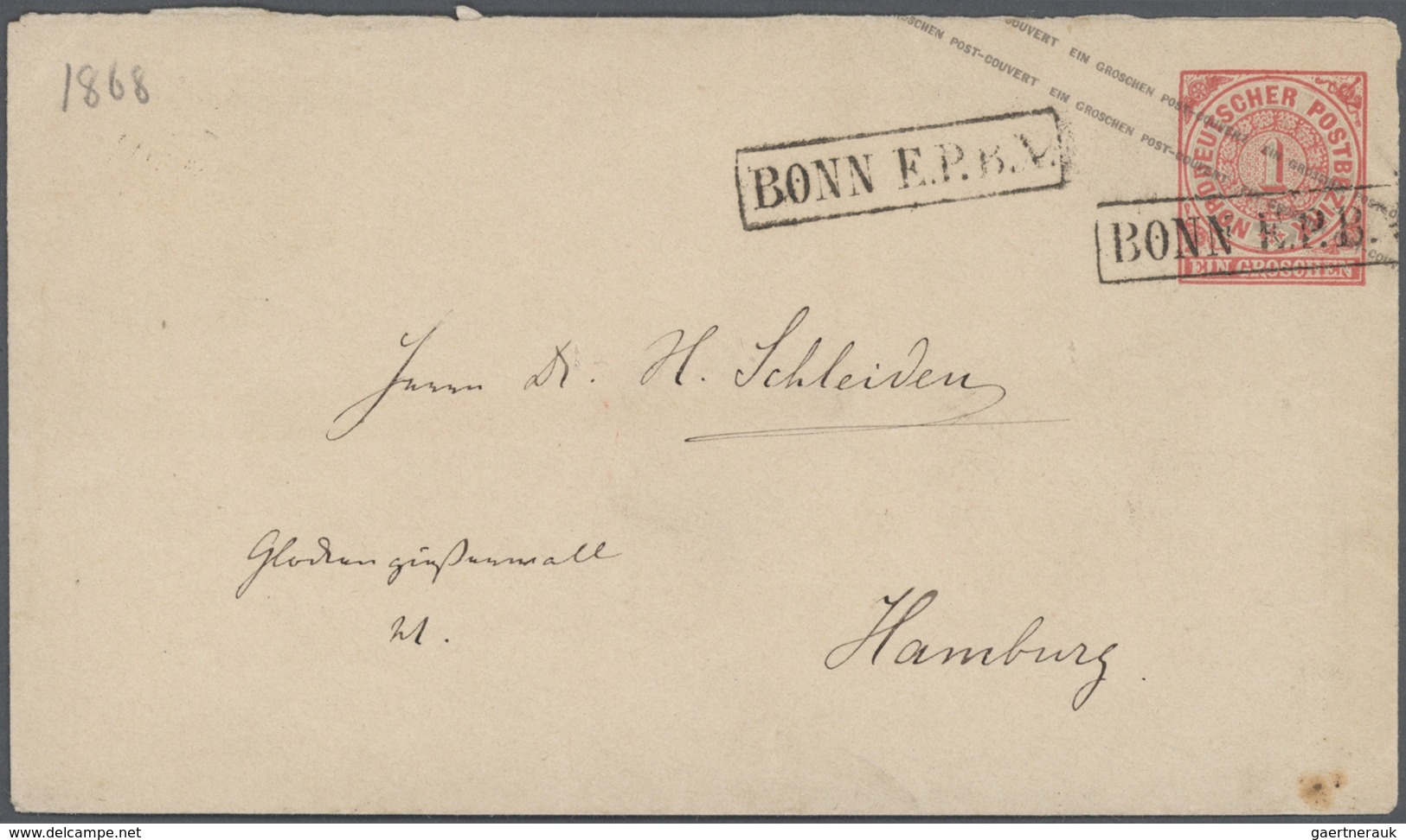 Norddeutscher Bund - Stempel: "BONN E.P.B X" Ra1 Vom 28.11.1868 (laut Feuser Bei NDP Unbekannt!) Auf - Other & Unclassified