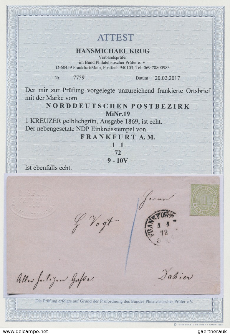 Deutsches Reich - Brustschild: 1872, Norddeutscher Bund 1 Kreuzer Gelblichgrün, Einzelfrankatur Auf - Storia Postale