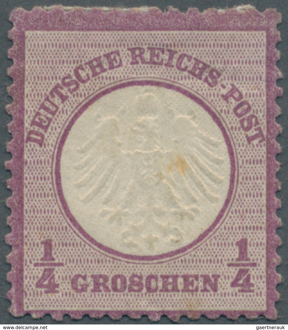 Deutsches Reich - Brustschild: 1872, Kleiner Schild ¼ Groschen Tiefviolett, Ungebraucht Mit Original - Storia Postale