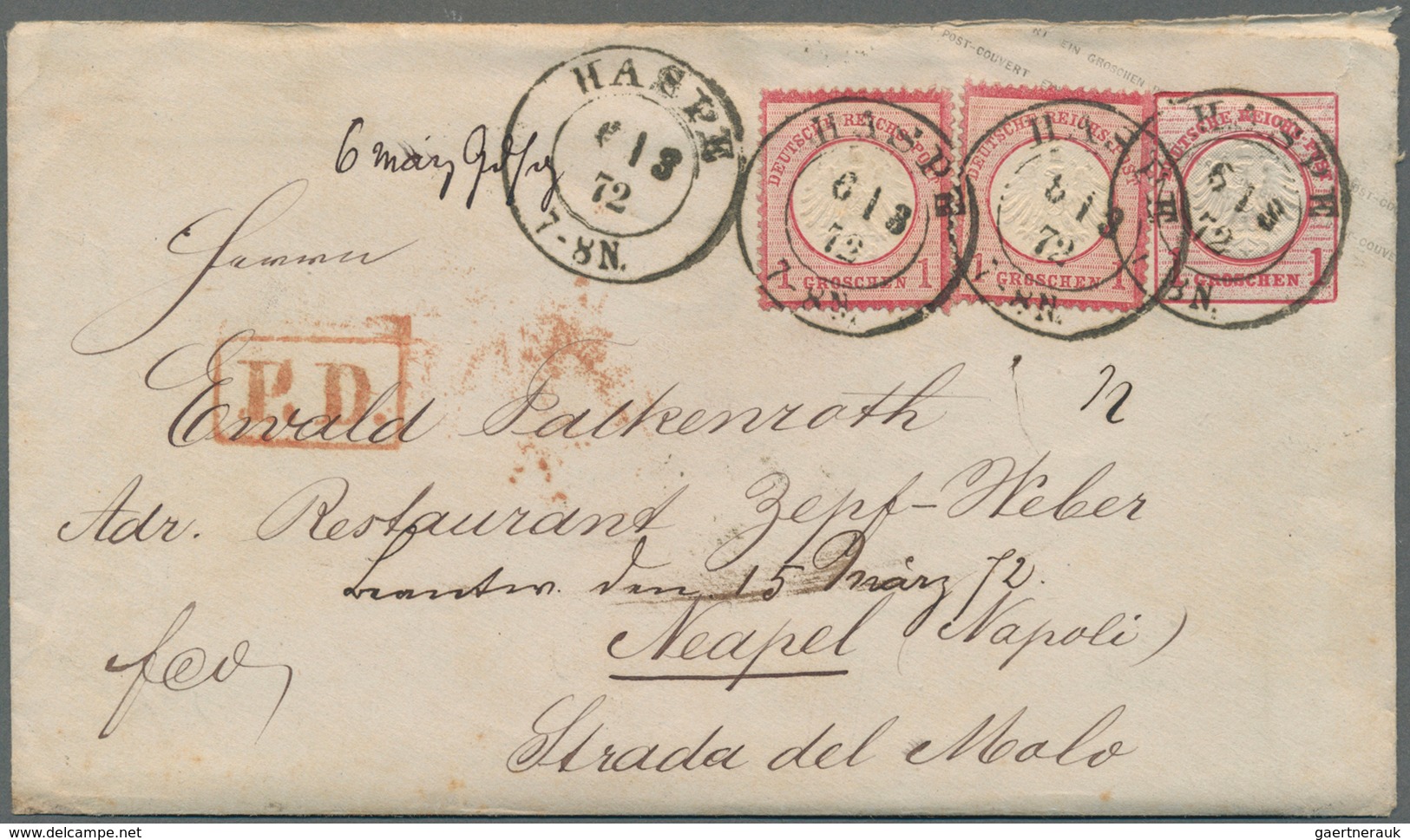 Deutsches Reich - Brustschild: 1872, 2 GA-Umschläge 1 Gr. Im Kleinen Format, Jeweils Mit Zusatz 2 X - Storia Postale
