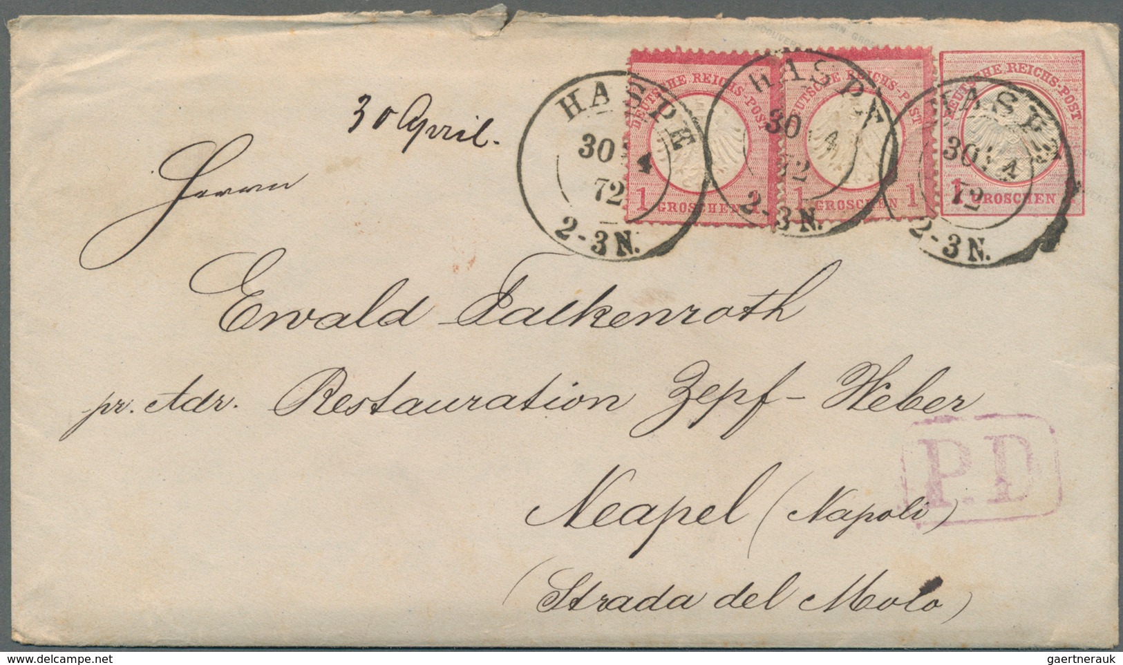 Deutsches Reich - Brustschild: 1872, 2 GA-Umschläge 1 Gr. Im Kleinen Format, Jeweils Mit Zusatz 2 X - Storia Postale