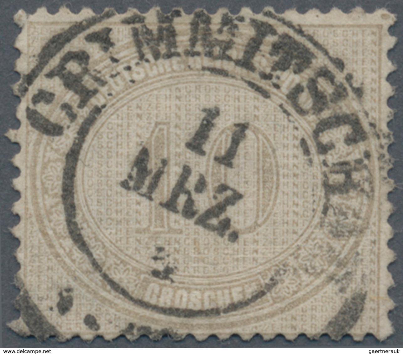 Deutsches Reich - Brustschild: 1872, 10 Gr. Ziffernzeichnung Gelbgrau Mit Praktisch Vollständiger Po - Storia Postale