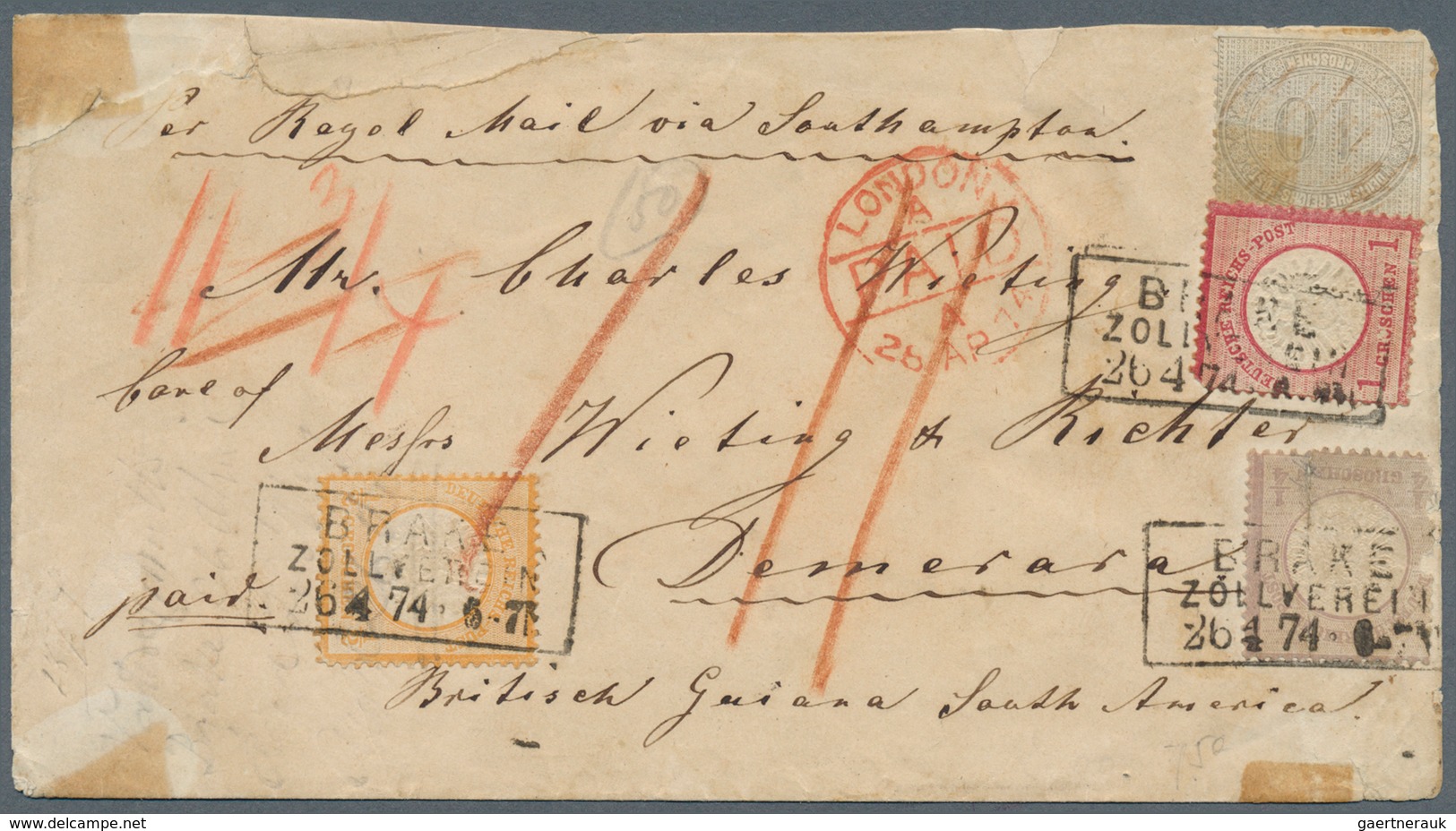 Deutsches Reich - Brustschild: 1872, 10 Gr Innendienst Vorschriftsmäßig Handschriftlich Entwertet In - Storia Postale