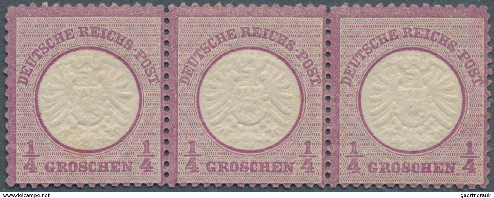 Deutsches Reich - Brustschild: 1872, 1/4 Gr. 'Großer Brustschild', Postfrisch, Etwas Dezentriert, Ab - Covers & Documents
