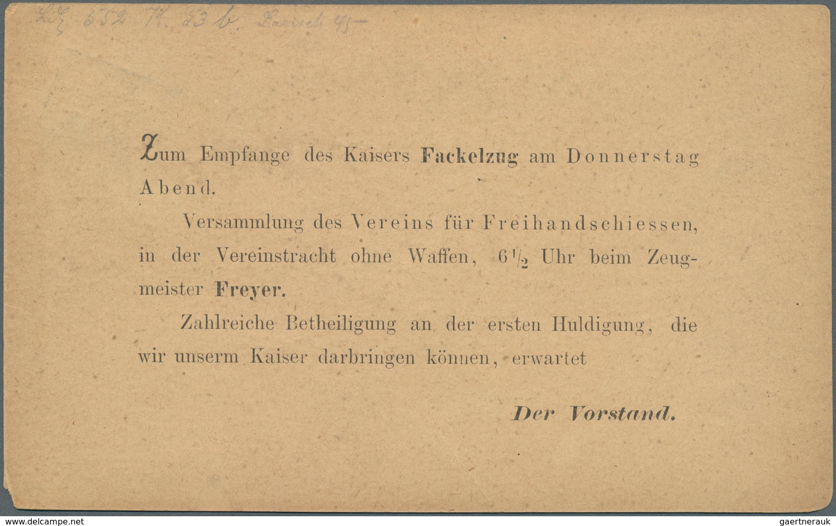 Deutsches Reich - Brustschild: 1872, Grosser Schild 1/3 Gr. Grün Als Orts-Drucksachenporto Auf Postk - Storia Postale