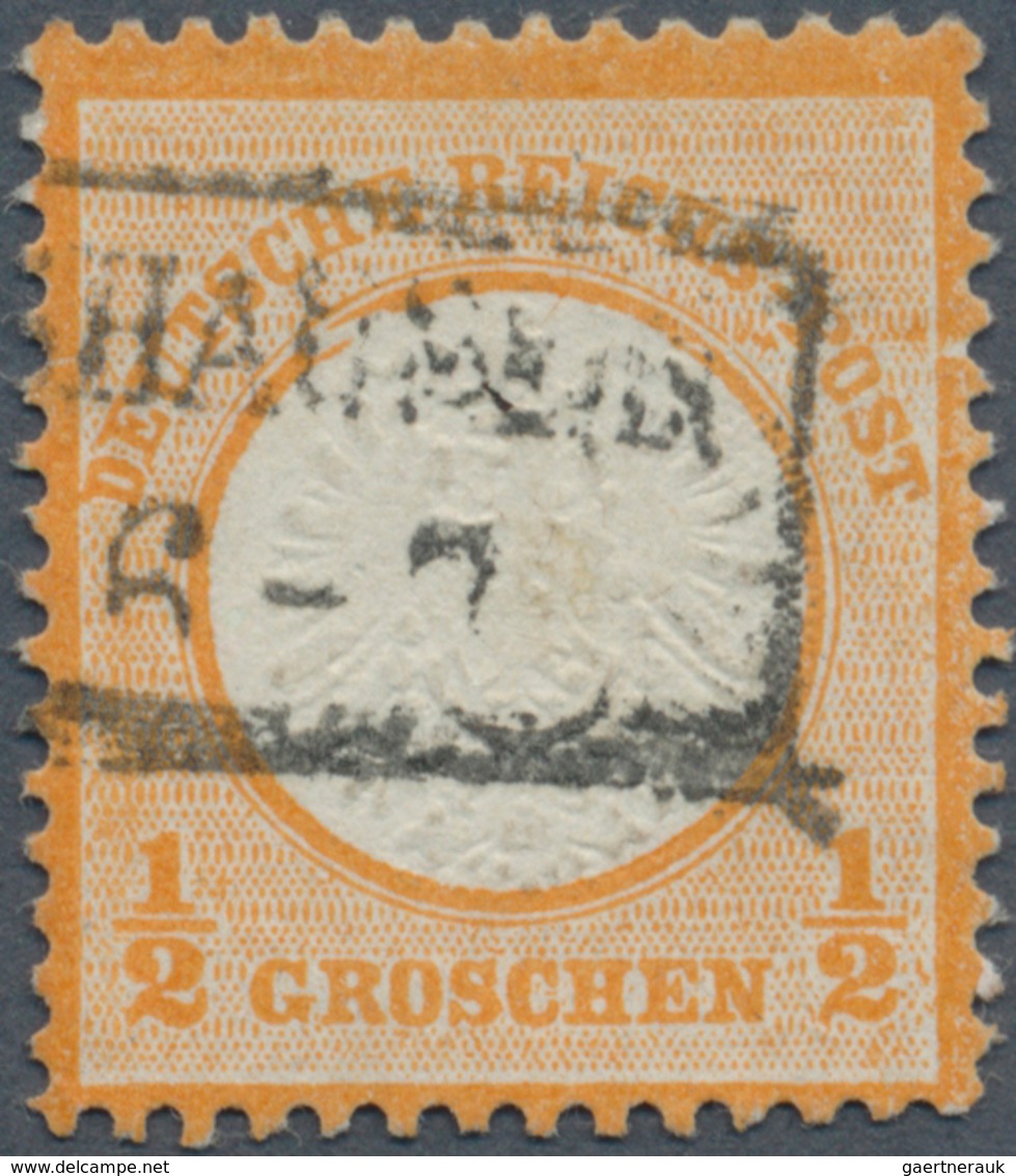 Deutsches Reich - Brustschild: 1872, ½ Gr. Orange Großer Schild Mit PLATTENFEHLER „Kreisbruch Unter - Storia Postale