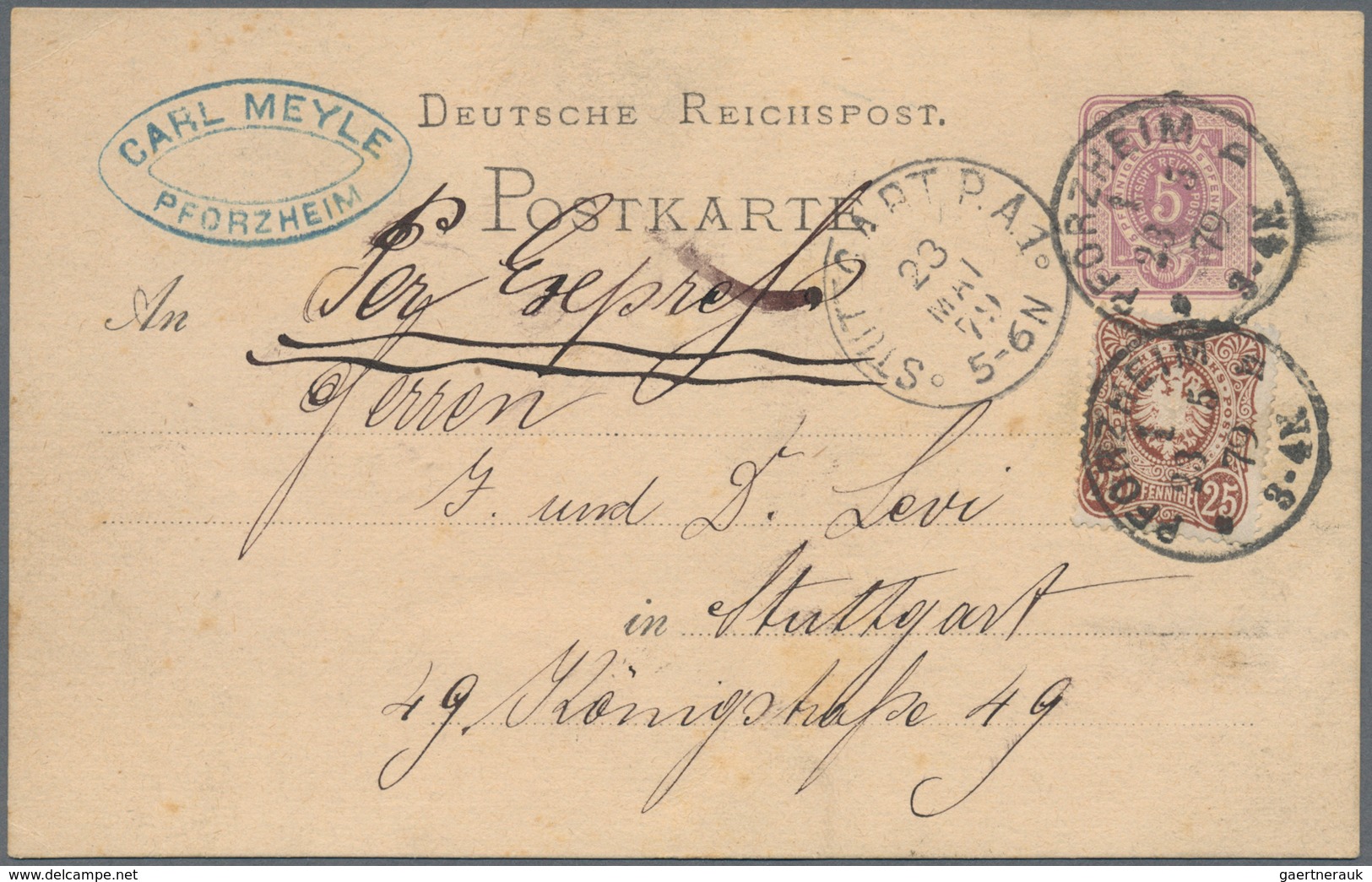 Deutsches Reich - Pfennige: 1879, Luxusstück Dieser Seltenen Farbe Auf 5 Pfg. Ganzsache Mit Stempel - Unused Stamps
