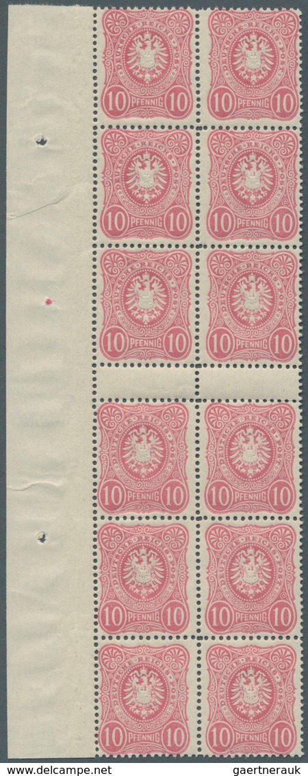 Deutsches Reich - Pfennig: 1880, 10 Pfg. Lebhaftrosa Frühauflage Im Senkrechten 12er-Block Mit Zwei - Collezioni