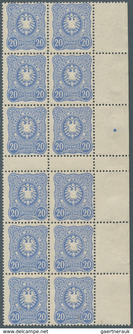 Deutsches Reich - Pfennig: 1880, 20 Pfg. Lebhaftultramarin Frühauflage Im Senkrechten 12er-Block Mit - Collezioni