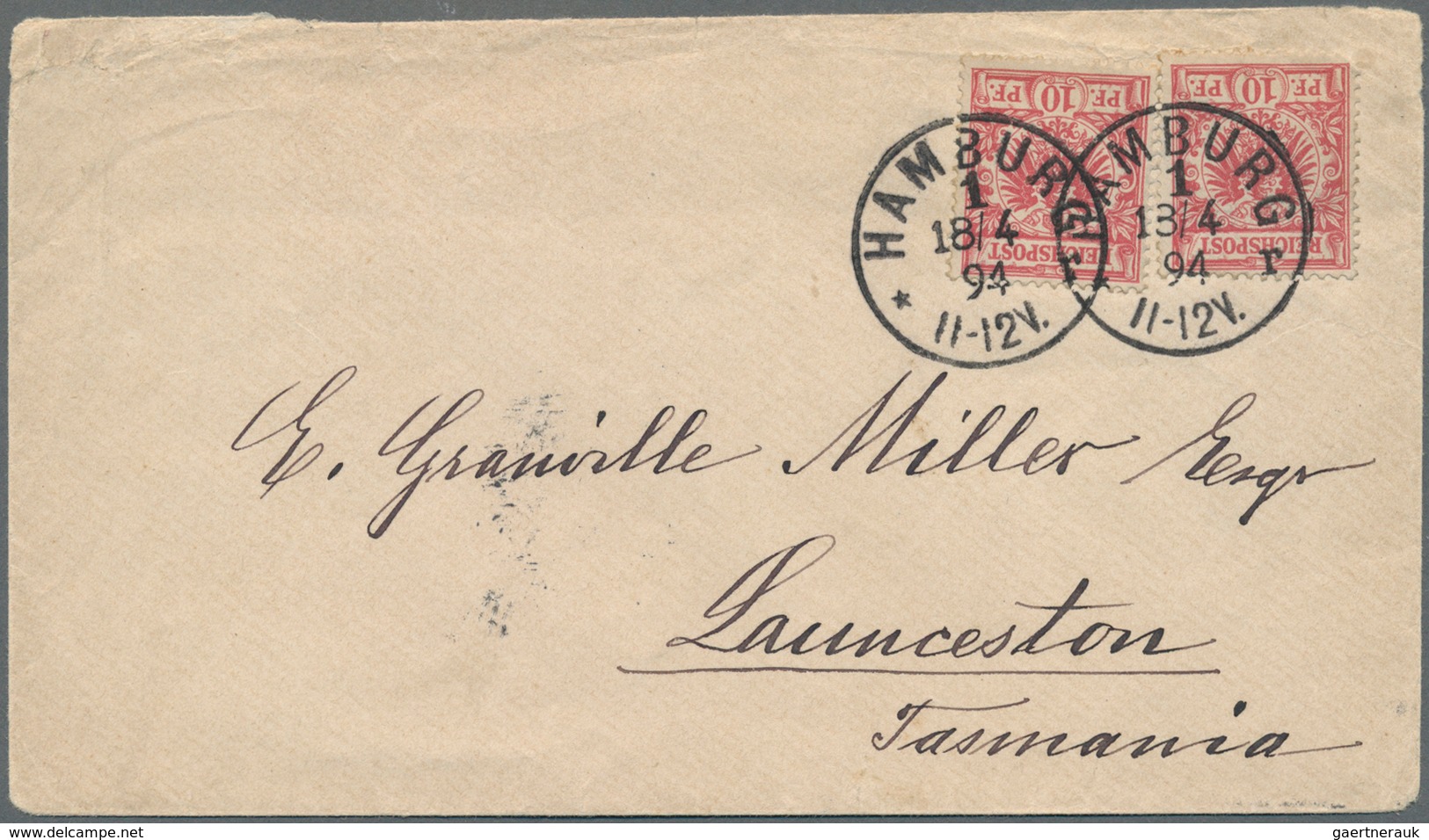 Deutsches Reich - Krone / Adler: 1890, 10 Pfg. Karmin, Zwei Einzelwerte Als Portogerechte Mehrfachfr - Brieven En Documenten