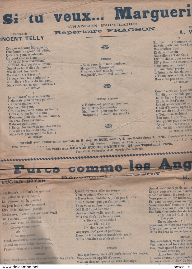 REPERTOIRE HARRY FRAGSON - EN AVANT LES P'TITS GARS / AH C'QU'ON S'AIMAIT / NOTRE PRESIDENT / LA PARISIENNE Y'A QU'CA /