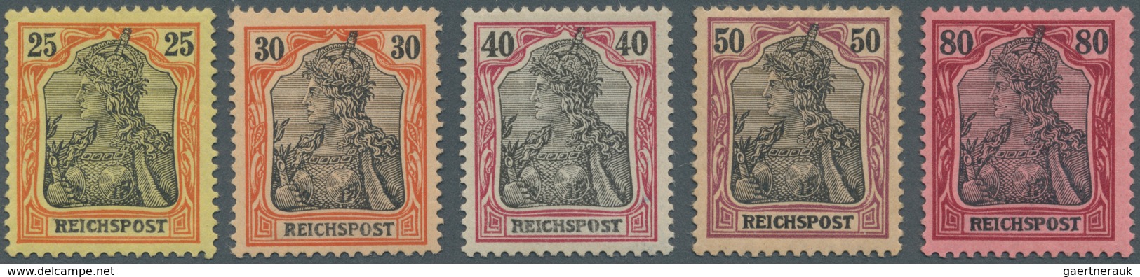 Deutsches Reich - Germania: 1900, 25-80 Pfg. Germania Mit "fetter" Inschrift "REICHSPOST", Sogen. Er - Other & Unclassified