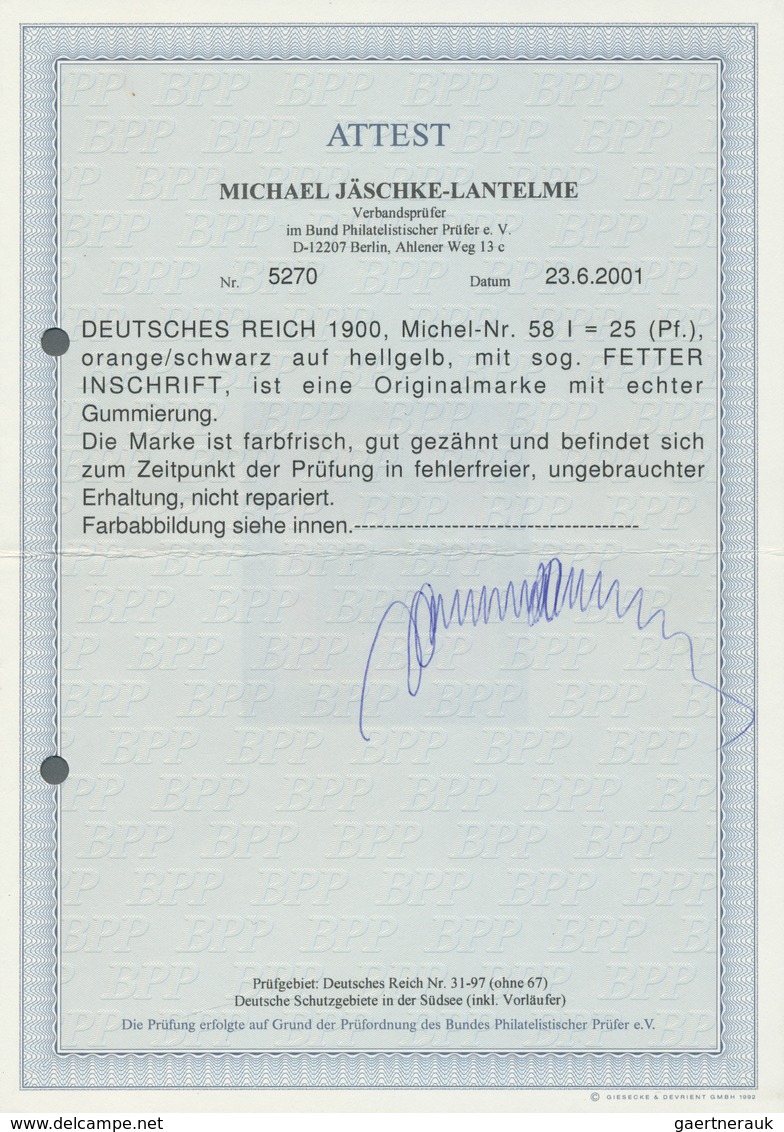 Deutsches Reich - Germania: 1900, 25-80 Pfg. Germania Mit "fetter" Inschrift "REICHSPOST", Sogen. Er - Other & Unclassified