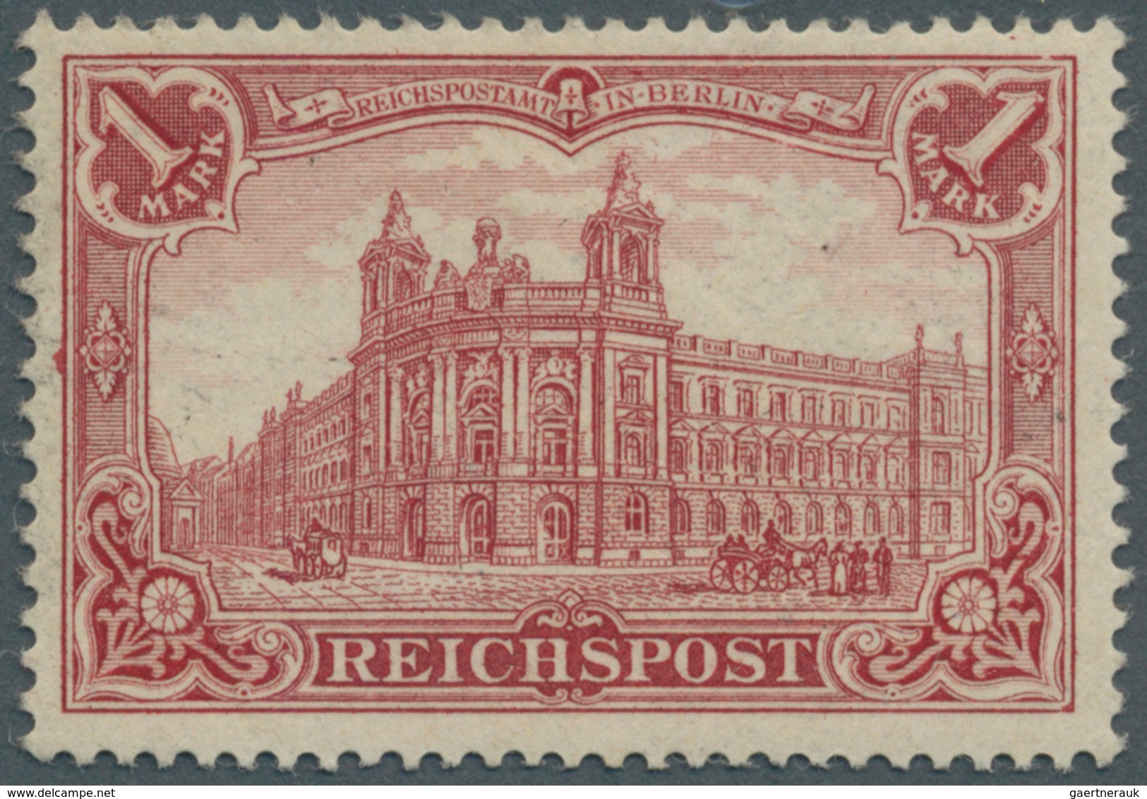 Deutsches Reich - Germania: 1900, 1 M. Dunkelkarmin, Postfrisch, Links Wenige Zähne Vorderseitig Mit - Altri & Non Classificati