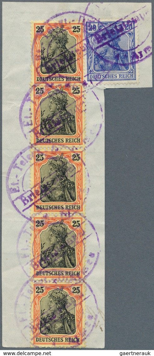 Deutsches Reich - Germania: 1915, 25 (Pf) Germania Orange/braunschwarz Auf Mattgelb, Kriegsdruck Sch - Other & Unclassified