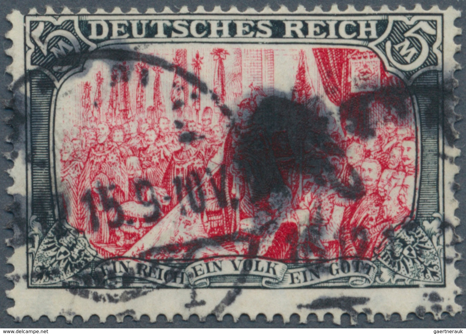 Deutsches Reich - Germania: 1905, 5 Mark Schwarz/rot, Sog. MINISTERDRUCK, Gebraucht Mit Datumbrücken - Otros & Sin Clasificación