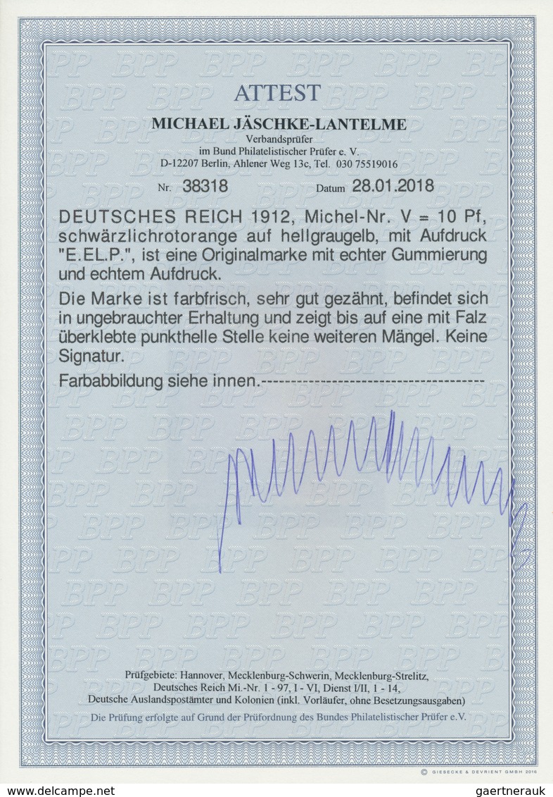 Deutsches Reich - Germania: 1912, Flugpost Rhein/Main, E.EL.P., Lot Von Drei Marken: 10 Pfg. Ungebra - Other & Unclassified