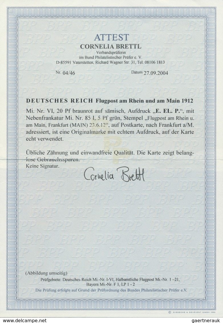 Deutsches Reich - Germania: 1912, 20 Pfg. E.EL.P. Auf Entsprechender Sonderkarte Mit 5 Pfg. Germania - Altri & Non Classificati