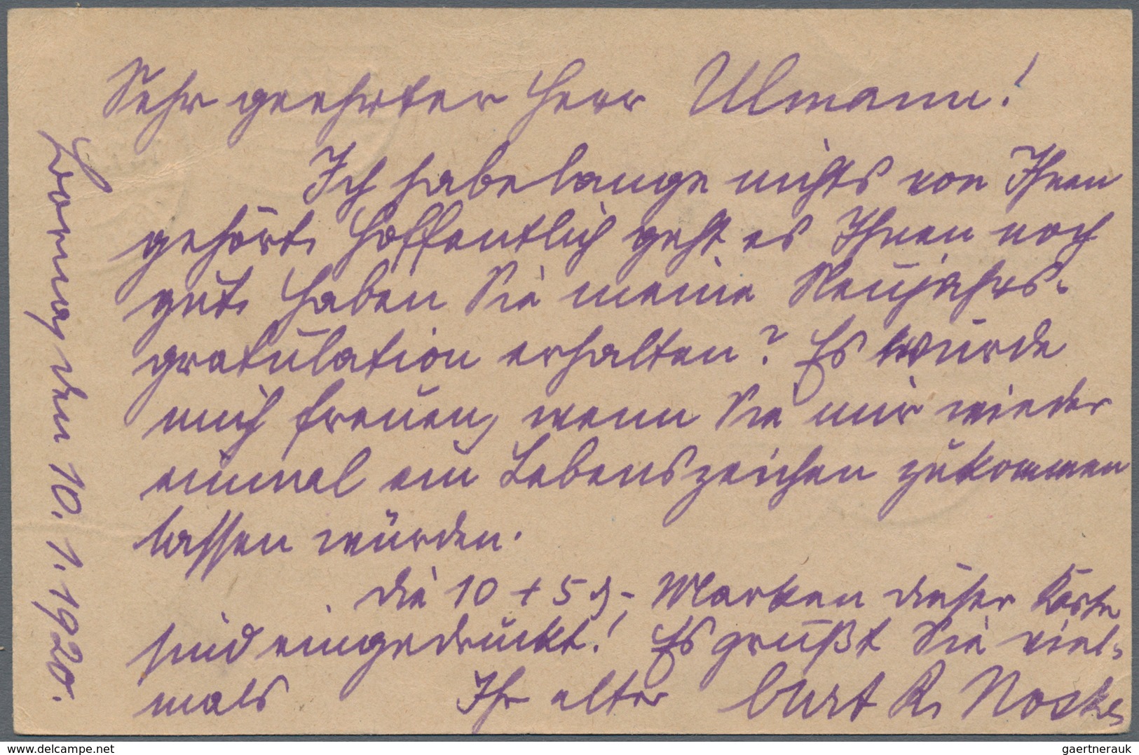 Deutsches Reich - Inflation: 1920, Ganzsachenkarte Mit Wertstempel 5 Neben 10 Pfg. Germania Per Eins - Nuovi