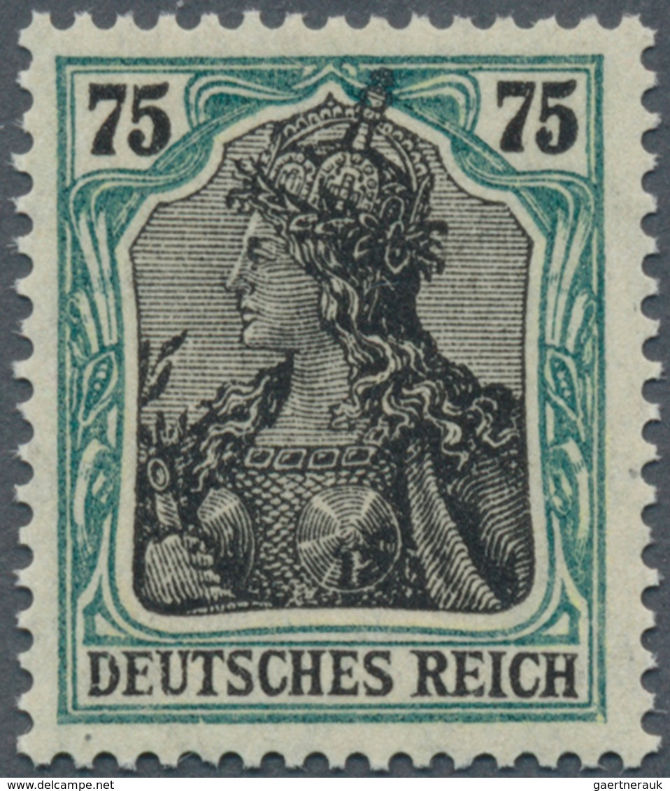 Deutsches Reich - Inflation: 1918, Germania 75 Pf. Mit Rahmen Hellblaugrün, Matt Glänzend (ehemals M - Nuovi