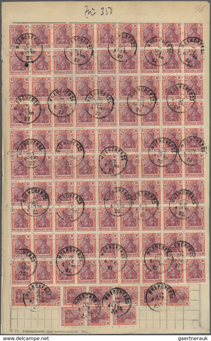 Deutsches Reich - Inflation: 1922, 40 Pf Orange Ziffer, 110 Stück, 60 Pf Bräunlichlila Arbeiter, 900 - Unused Stamps