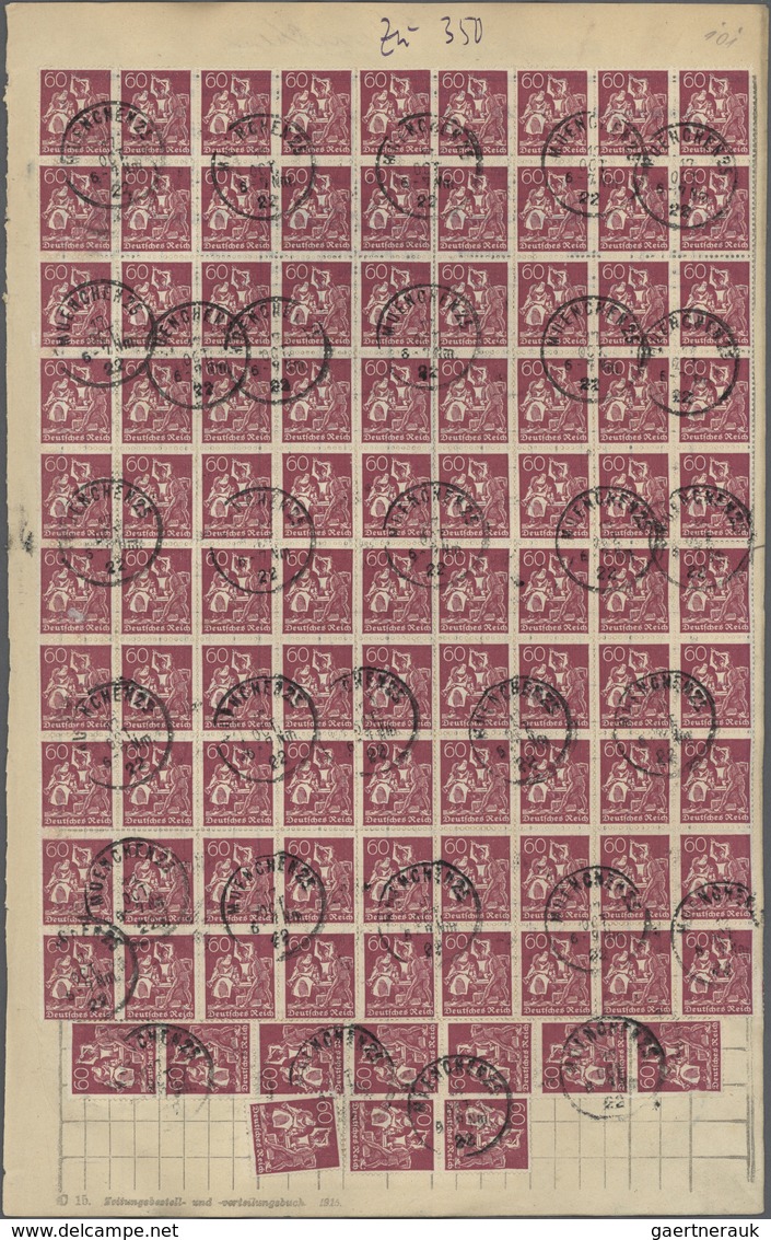 Deutsches Reich - Inflation: 1922, 40 Pf Orange Ziffer, 110 Stück, 60 Pf Bräunlichlila Arbeiter, 900 - Unused Stamps