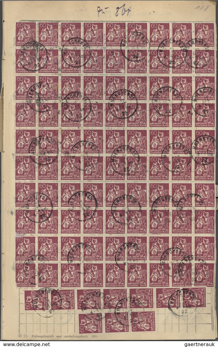 Deutsches Reich - Inflation: 1922, 40 Pf Orange Ziffer, 2025 Stück, Sowie 60 Pf Bräunlichlila Arbeit - Unused Stamps