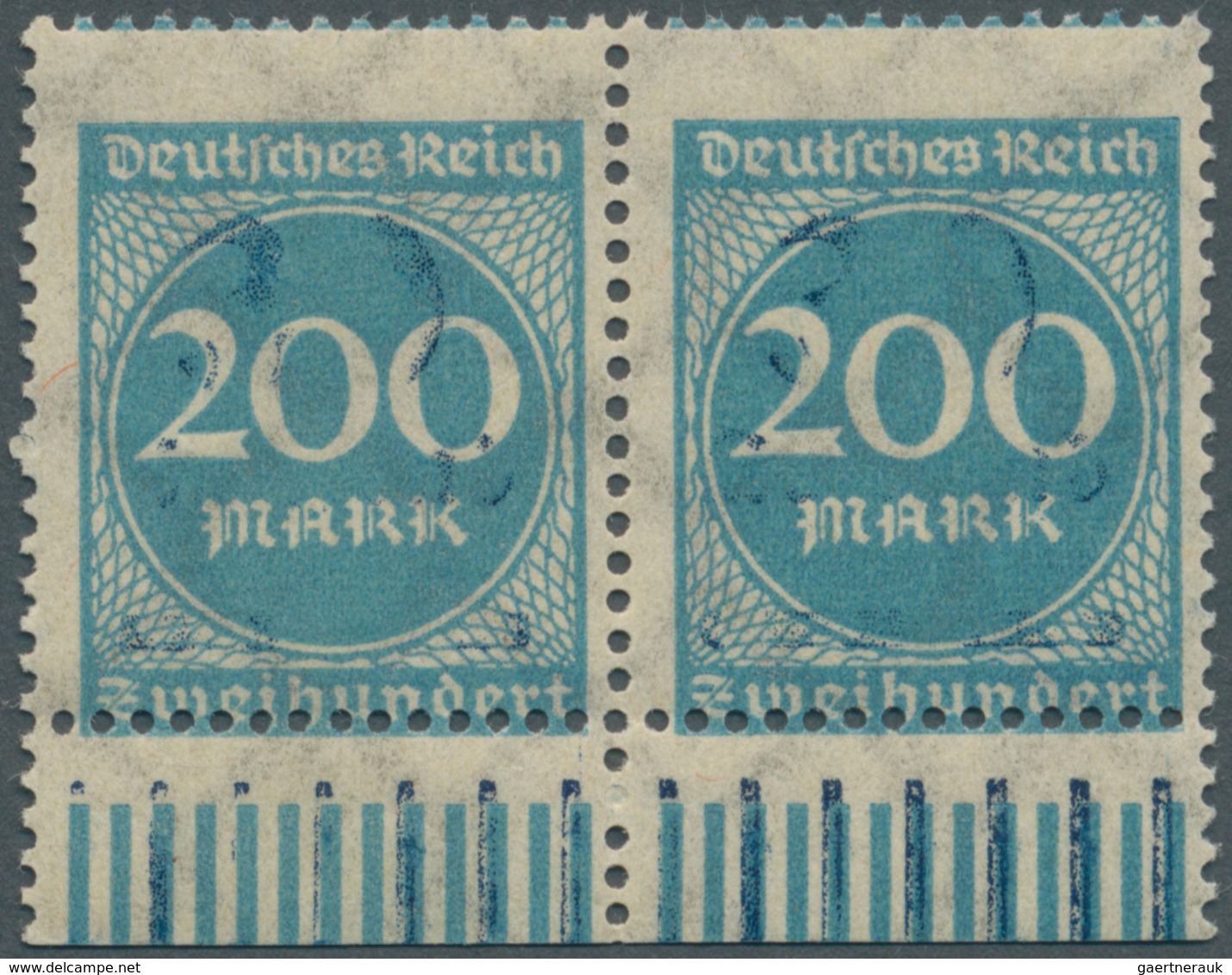 Deutsches Reich - Inflation: 1923, 30 Tsd Auf 200 Mark Grünlichblau, Waagerechtes Unterrandpaar Mit - Nuovi