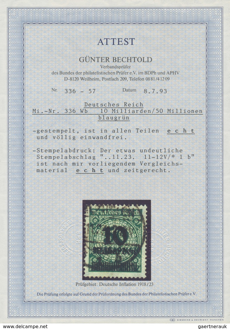 Deutsches Reich - Inflation: 1923, 10 Mrd. Auf 50 Mio. M. Rosettenmuster, Schwarzopalgrün, Gest., Ei - Nuovi