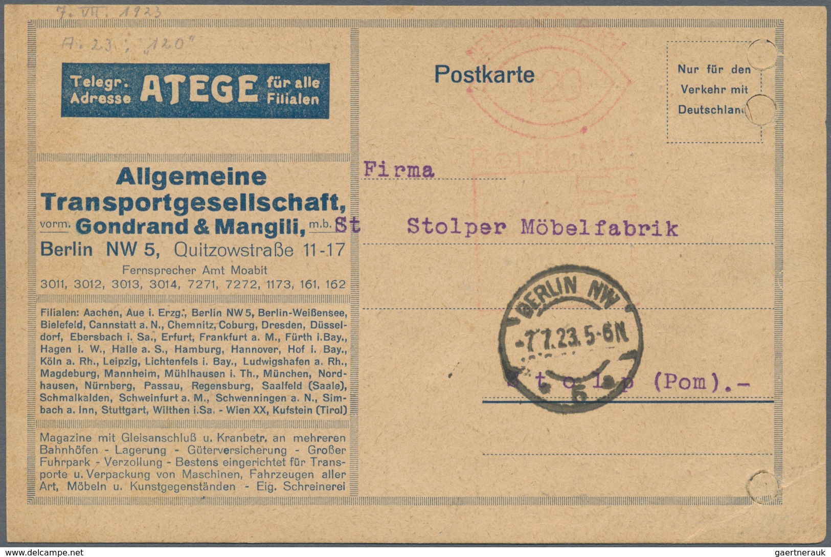 Deutsches Reich - Inflation: 1923 FIRMENFREISTEMPEL: Vier Frühe, Experimentelle Firmenfreistempel Au - Unused Stamps