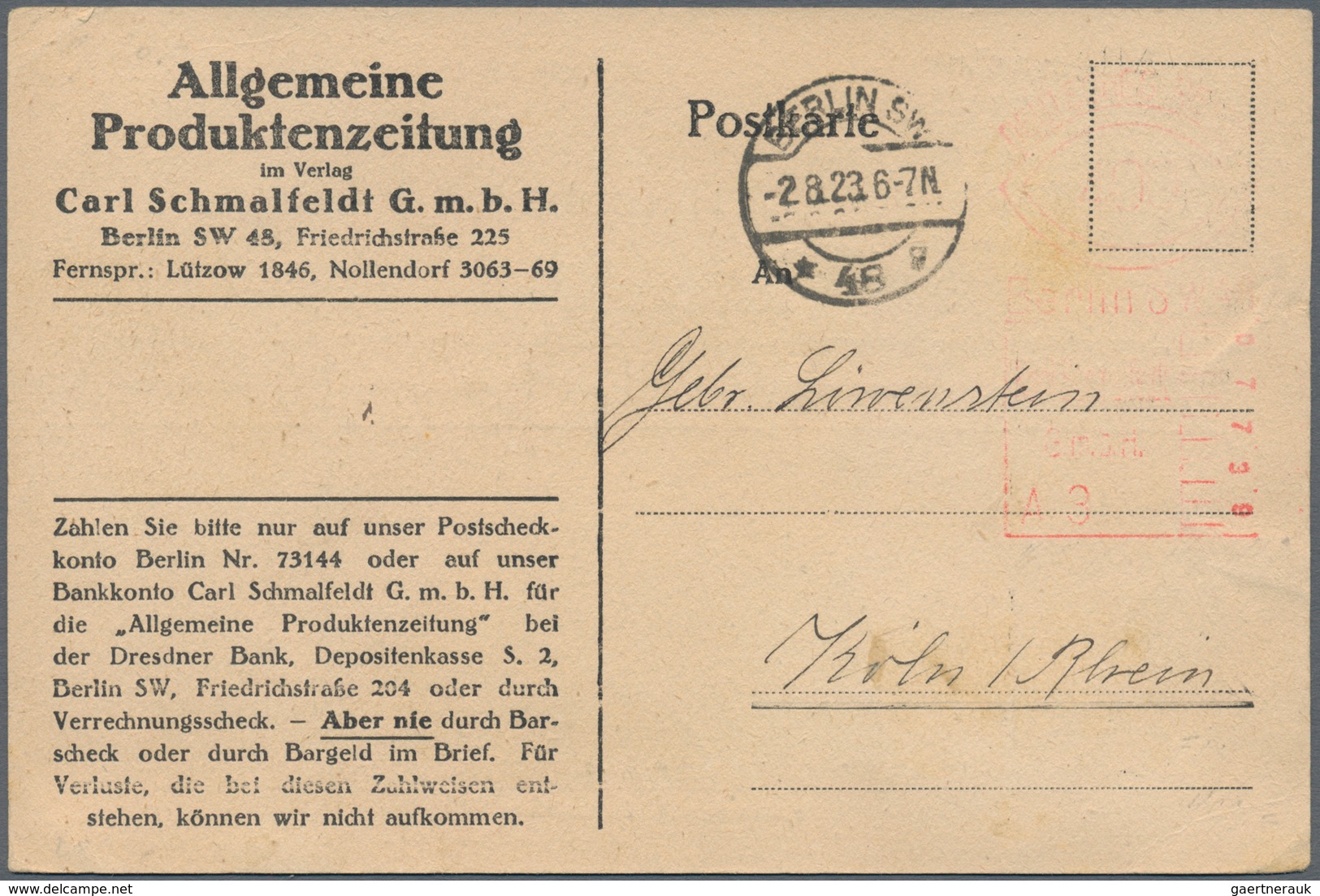 Deutsches Reich - Inflation: 1923 FIRMENFREISTEMPEL: Vier Frühe, Experimentelle Firmenfreistempel Au - Nuevos