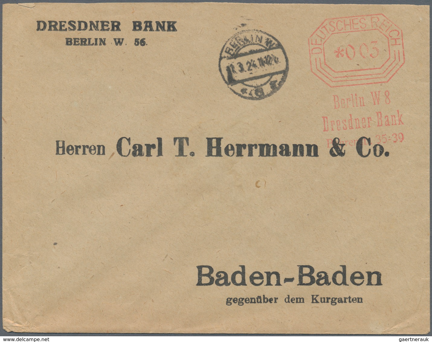 Deutsches Reich - Inflation: 1923 FIRMENFREISTEMPEL: Vier frühe, experimentelle Firmenfreistempel au