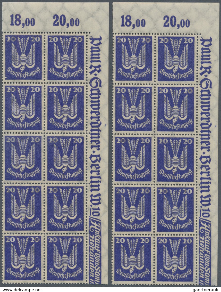 Deutsches Reich - Weimar: 1924. Flugpost Holztaube (IV): 20 komplette, postfrische Sätze, in Einheit