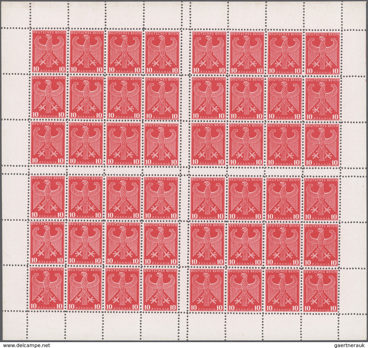 Deutsches Reich - Weimar: 1924, 10 Pf Reichsadler Rot, Probedruckbogen Eines Nicht Angenommenen Entw - Storia Postale