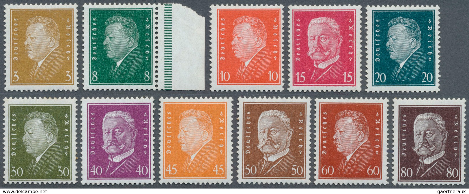 Deutsches Reich - Weimar: 1928, Reichspräsidenten, Teilsatz, Postfrisch, Mi. 1050,- Euro - Storia Postale