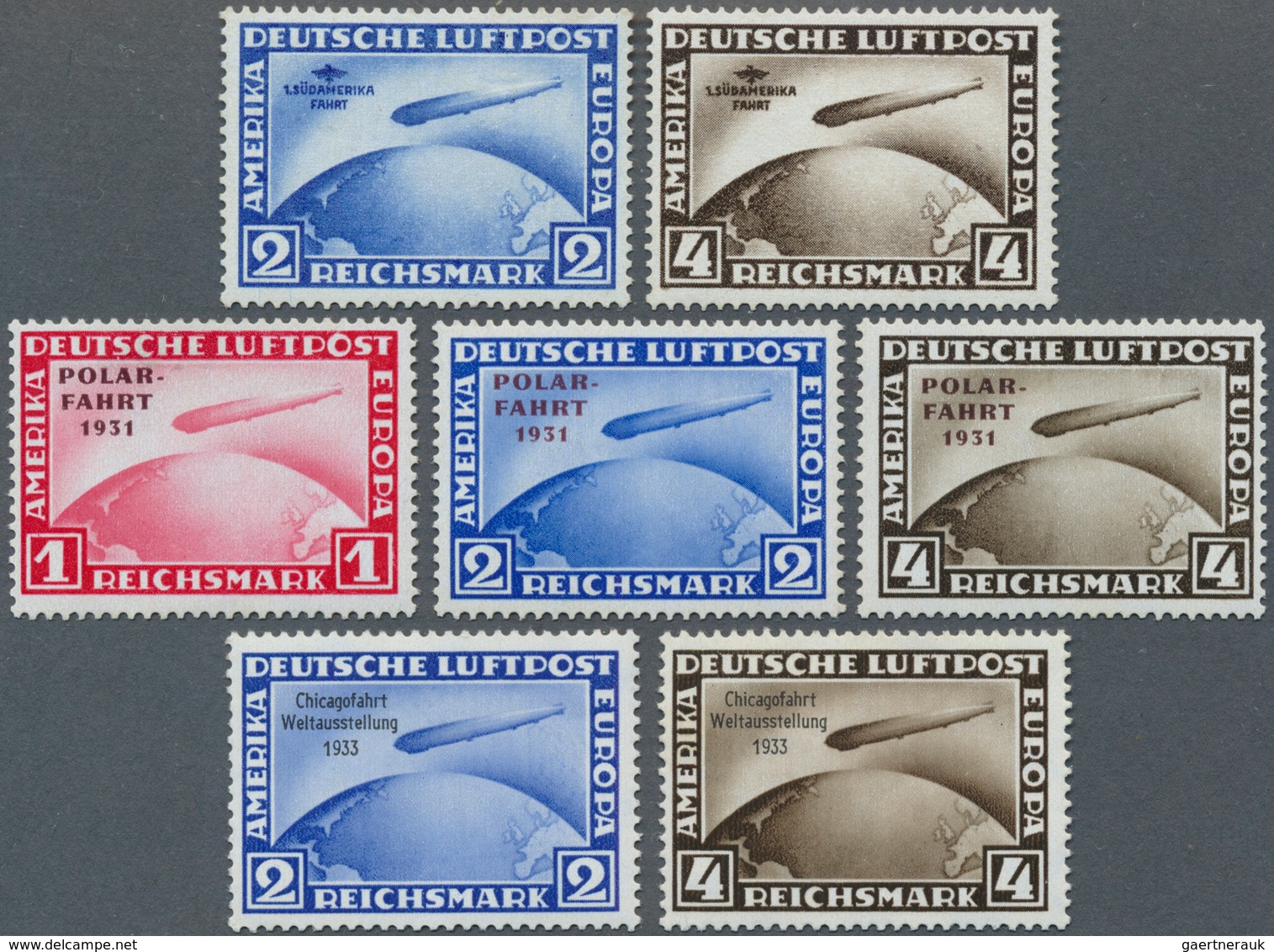 Deutsches Reich - Weimar: 1930/1933, Zeppelin Aufdruckwerte, Südamerikafahrt Und Polarfahrt Komplett - Covers & Documents