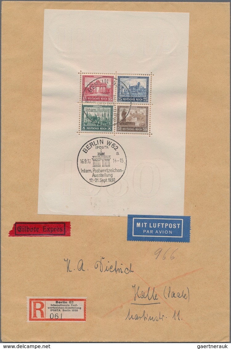 Deutsches Reich - Weimar: 1930, Tadelloser, Schneeweißer Block Auf Eilboten-R-Brief Nach Halle, Anku - Covers & Documents