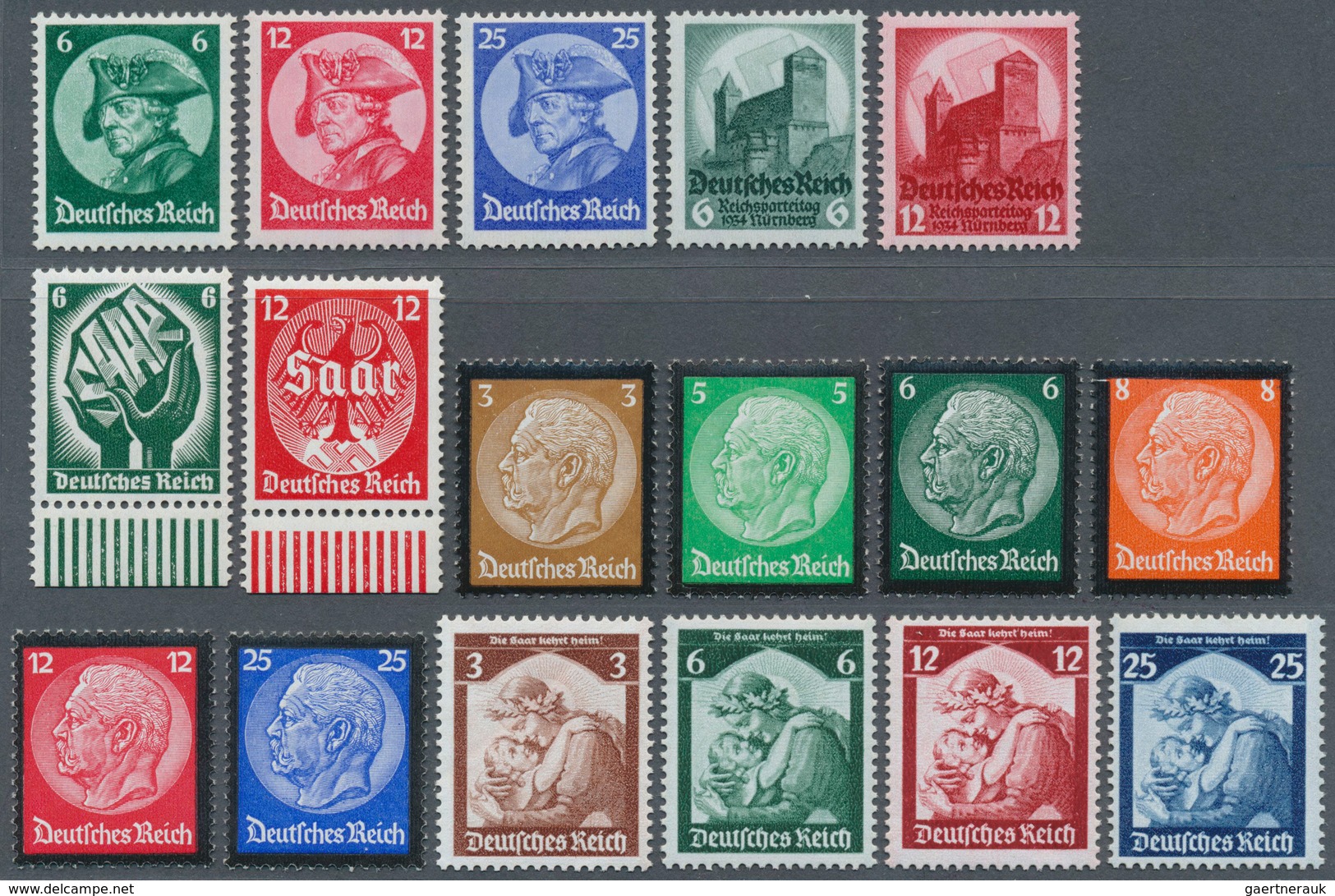 Deutsches Reich - 3. Reich: 1933/1935, Friedrich Der Große, Saarabstimmung, Reichsparteitag, Hindenb - Used Stamps