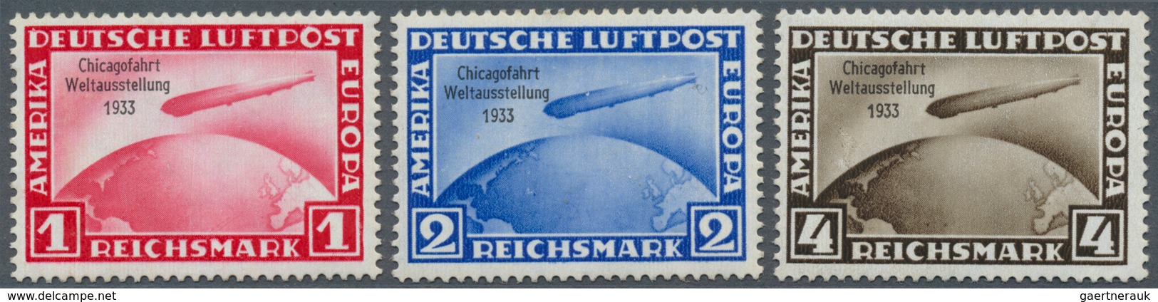 Deutsches Reich - 3. Reich: 1933, Chicago-Fahrt, Kompletter Satz 1 RM Bis 4 RM, Sauber Ungebraucht O - Usati